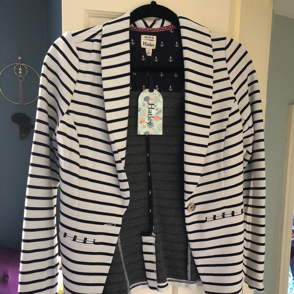 Hatley Blue and White Striped Blazer. NWT!
